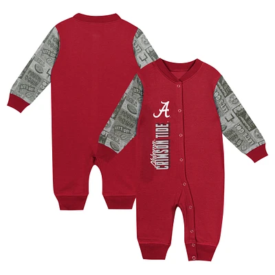 Newborn & Infant  Crimson Alabama Tide Playbook Colorblock Long Sleeve Coveralls