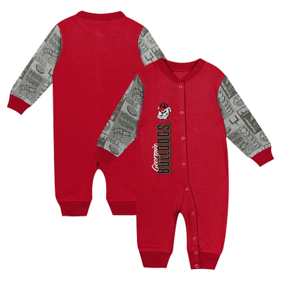 Newborn & Infant  Red Georgia Bulldogs Playbook Colorblock Long Sleeve Coveralls