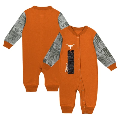 Newborn & Infant  Texas Orange Longhorns Playbook Colorblock Long Sleeve Coveralls