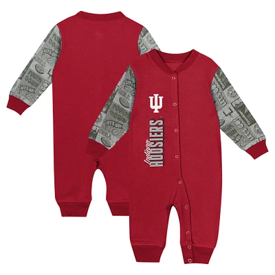 Newborn & Infant  Crimson Indiana Hoosiers Playbook Colorblock Long Sleeve Coveralls