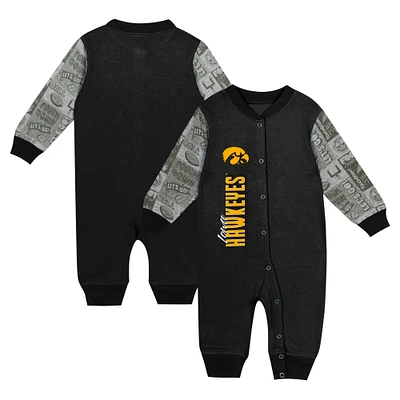 Newborn & Infant  Black Iowa Hawkeyes Playbook Colorblock Long Sleeve Coveralls