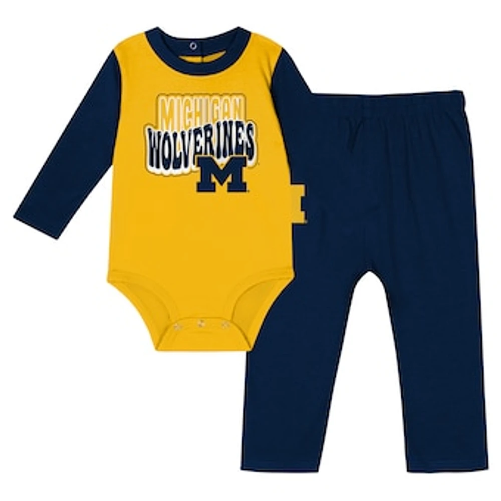 Newborn & Infant Michigan Wolverines Double Up Long Sleeve Bodysuit Pant Set