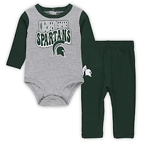 Newborn & Infant Michigan State Spartans Double Up Long Sleeve Bodysuit Pant Set