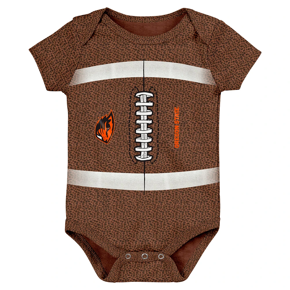 Newborn & Infant Brown Oregon State Beavers Catch Me Football Bodysuit