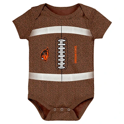 Newborn & Infant Brown Oregon State Beavers Catch Me Football Bodysuit