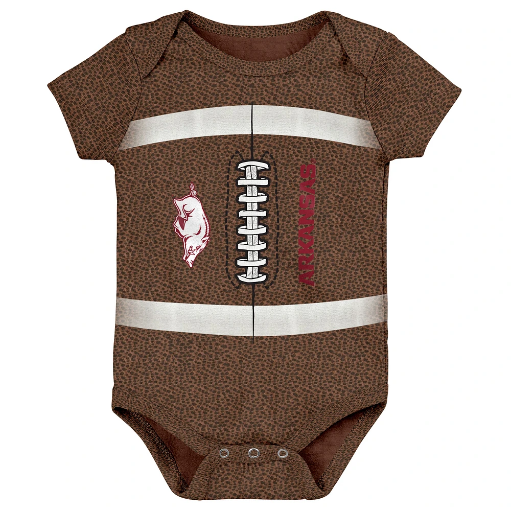 Newborn & Infant Brown Arkansas Razorbacks Catch Me Football Bodysuit