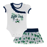 Girls Newborn & Infant Notre Dame Fighting Irish Two-Piece Love My Team Bodysuit Skirt Set