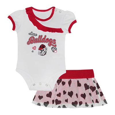 Girls Newborn & Infant Georgia Bulldogs Two-Piece Love My Team Bodysuit Skirt Set