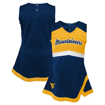 Girls Toddler Navy West Virginia Mountaineers Cheer Captain Dress with Bloomers