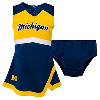 Girls Toddler Navy Michigan Wolverines Cheer Captain Dress & Bloomers Two-Piece Set