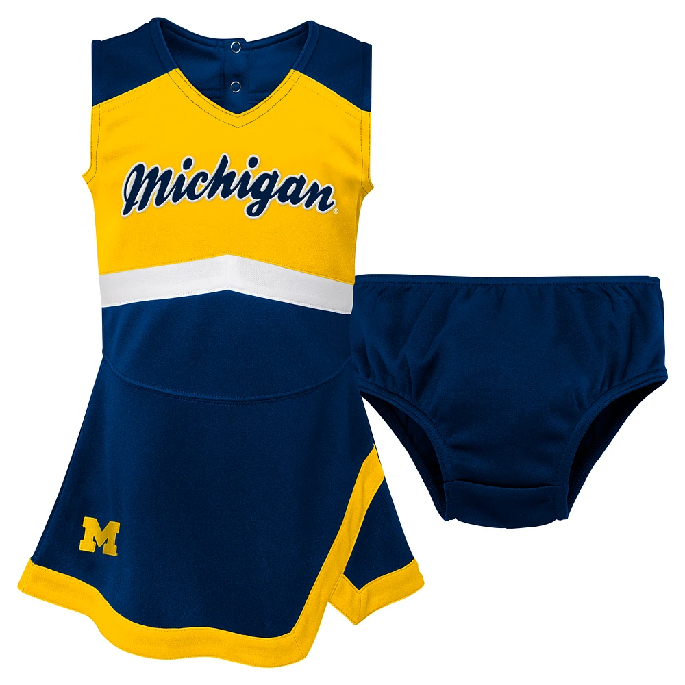 Girls Toddler Navy Michigan Wolverines Cheer Captain Dress & Bloomers Two-Piece Set