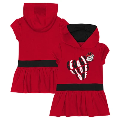 Girls Toddler Red Georgia Bulldogs Team Love French Terry Hoodie Dress