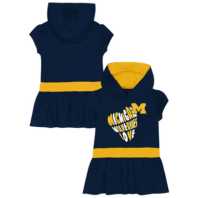 Girls Toddler Navy Michigan Wolverines Team Love French Terry Hoodie Dress