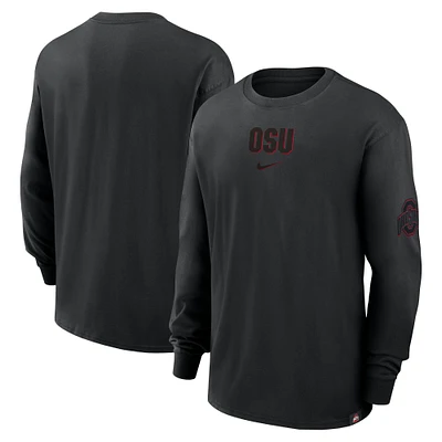 Men's Nike Black Ohio State Buckeyes 2-Hit Statement Max90 Long Sleeve T-Shirt