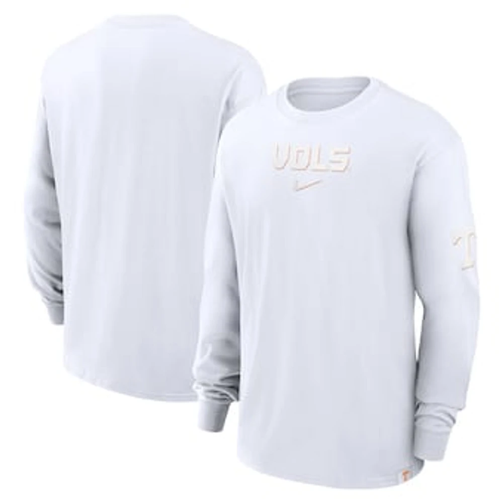 Men's Nike White Tennessee Volunteers 2-Hit Statement Max90 Long Sleeve T-Shirt