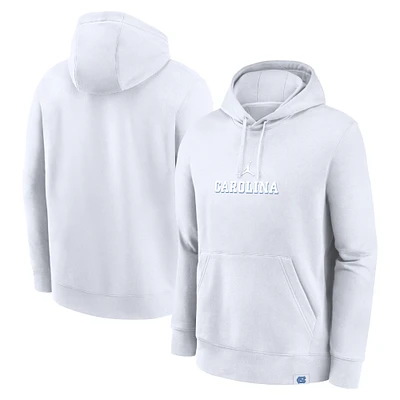 Men's Jordan Brand White North Carolina Tar Heels Statement Wordmark Lockup Pullover Hoodie