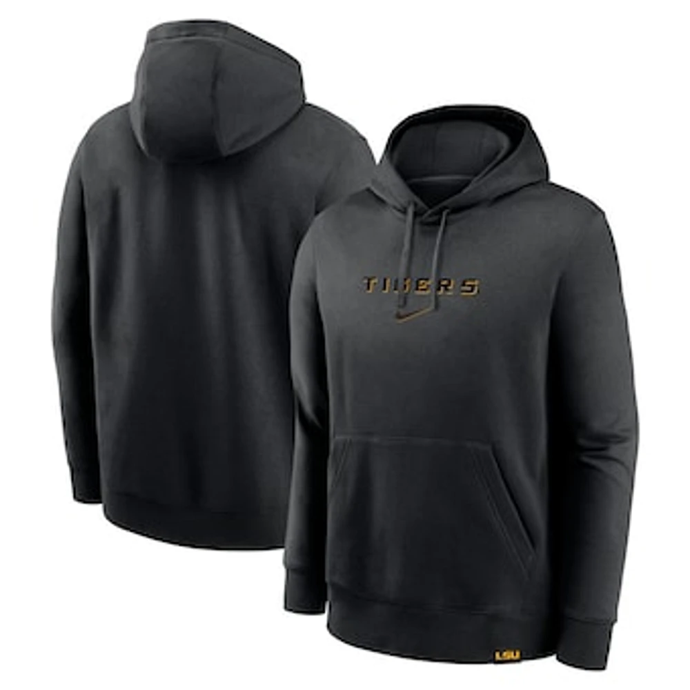 Men's Nike Black LSU Tigers Statement Wordmark Lockup Pullover Hoodie