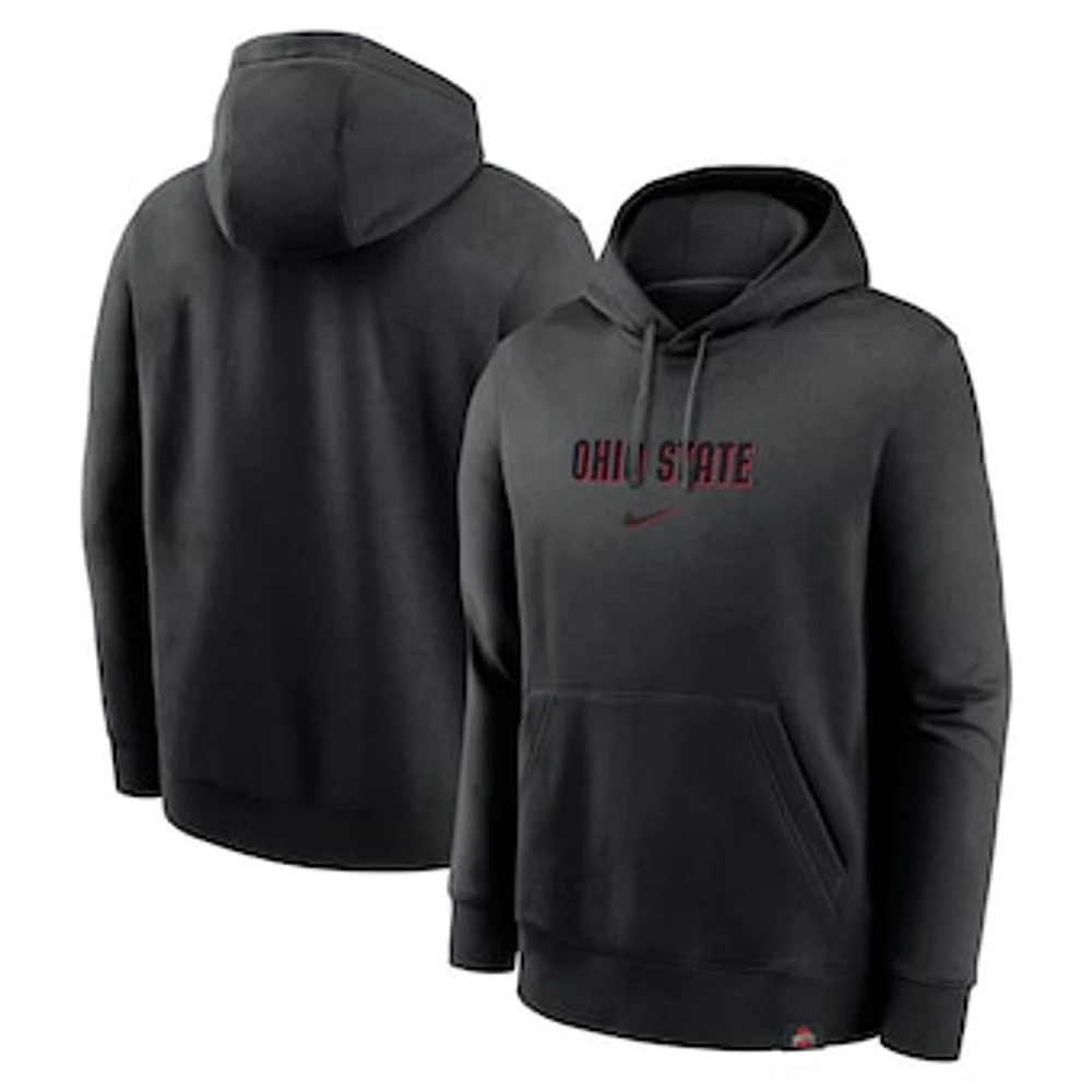 Men's Nike Black Ohio State Buckeyes Statement Wordmark Lockup Pullover Hoodie