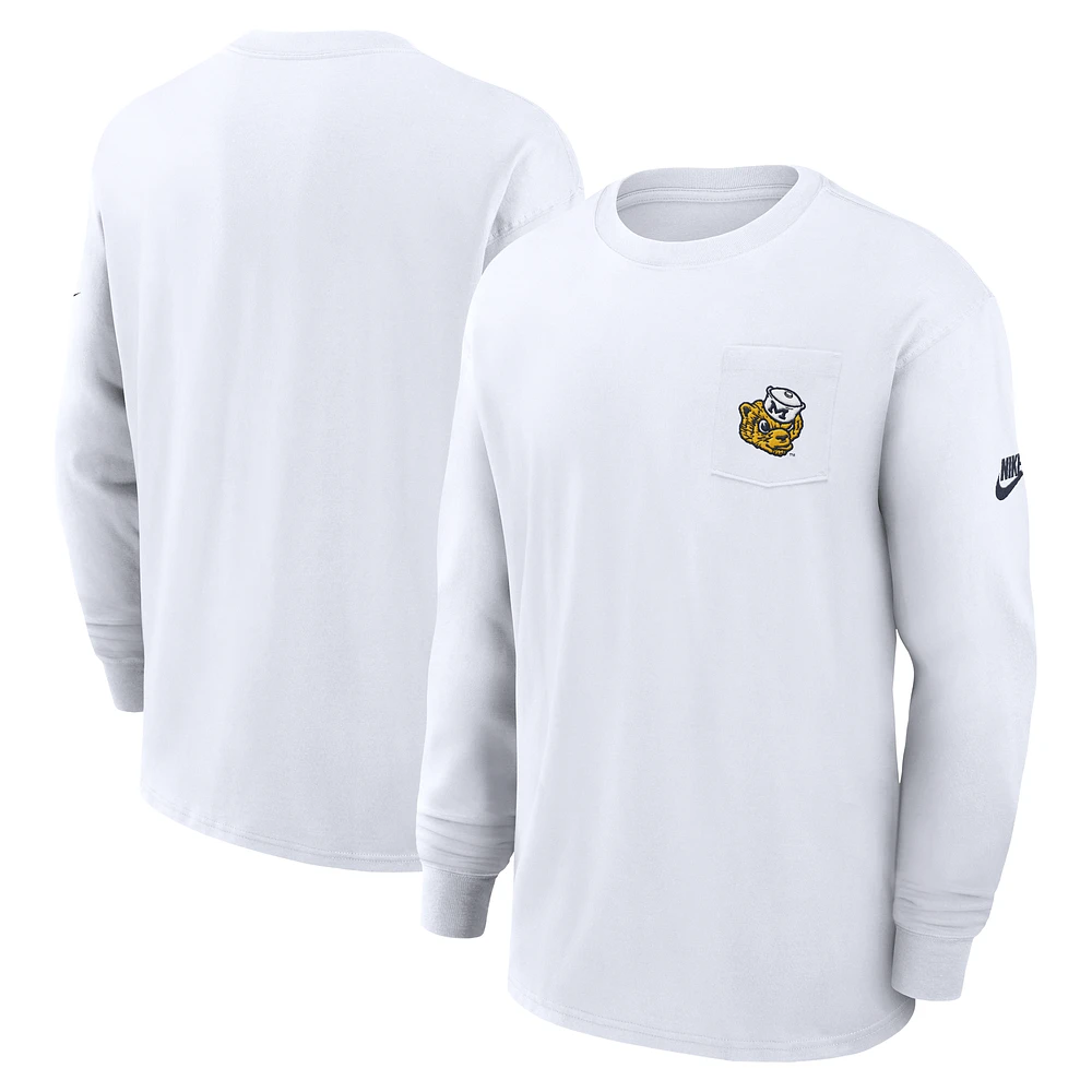 Men's Nike White Michigan Wolverines Legacy Max90 Pocket Long Sleeve T-Shirt