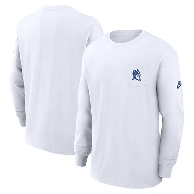 Men's Nike White Duke Blue Devils Legacy Max90 Pocket Long Sleeve T-Shirt