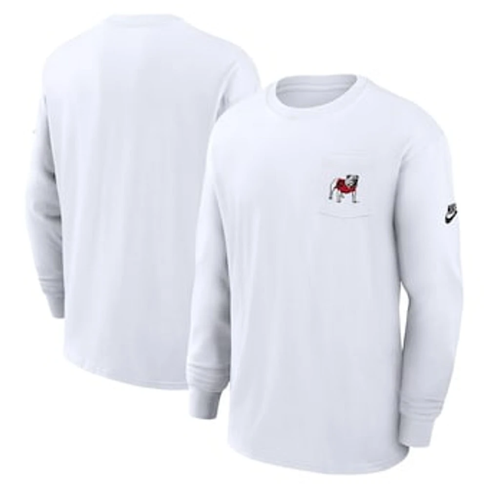 Men's Nike White Georgia Bulldogs Legacy Max90 Pocket Long Sleeve T-Shirt