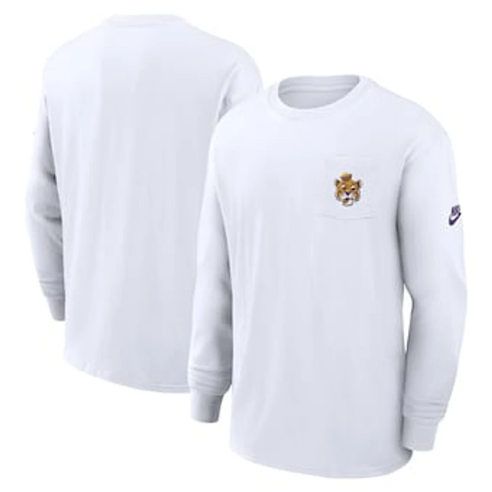 Men's Nike White LSU Tigers Legacy Max90 Pocket Long Sleeve T-Shirt