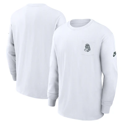 Men's Nike White Michigan State Spartans Legacy Max90 Pocket Long Sleeve T-Shirt