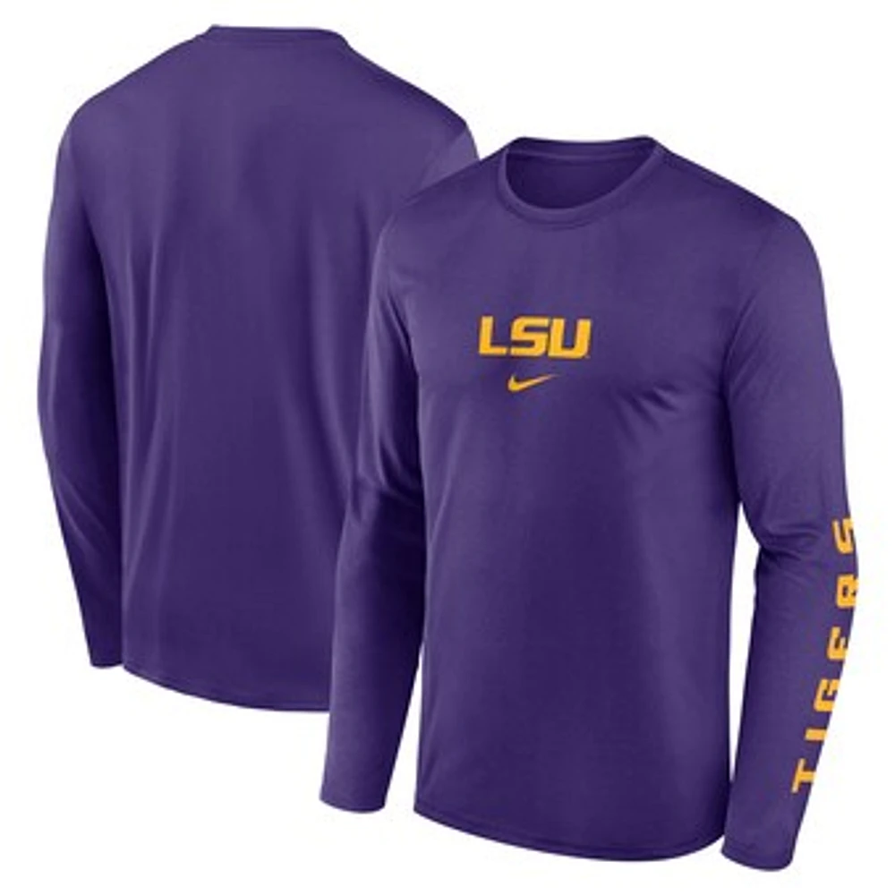 Men's Nike  Purple LSU Tigers Primetime Center Lockup Two-Hit Legend Long Sleeve T-Shirt