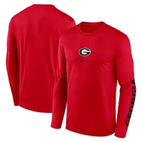 Men's Nike  Red Georgia Bulldogs Primetime Center Lockup Two-Hit Legend Long Sleeve T-Shirt