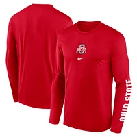 Men's Nike  Scarlet Ohio State Buckeyes Primetime Center Lockup Two-Hit Legend Long Sleeve T-Shirt