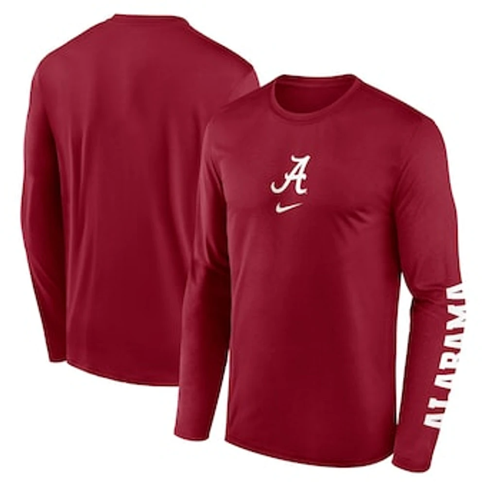 Men's Nike  Crimson Alabama Tide Primetime Center Lockup Two-Hit Legend Long Sleeve T-Shirt