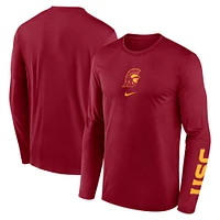 Men's Nike  Cardinal USC Trojans Primetime Center Lockup Two-Hit Legend Long Sleeve T-Shirt