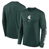 Men's Nike  Green Michigan State Spartans Primetime Center Lockup Two-Hit Legend Long Sleeve T-Shirt