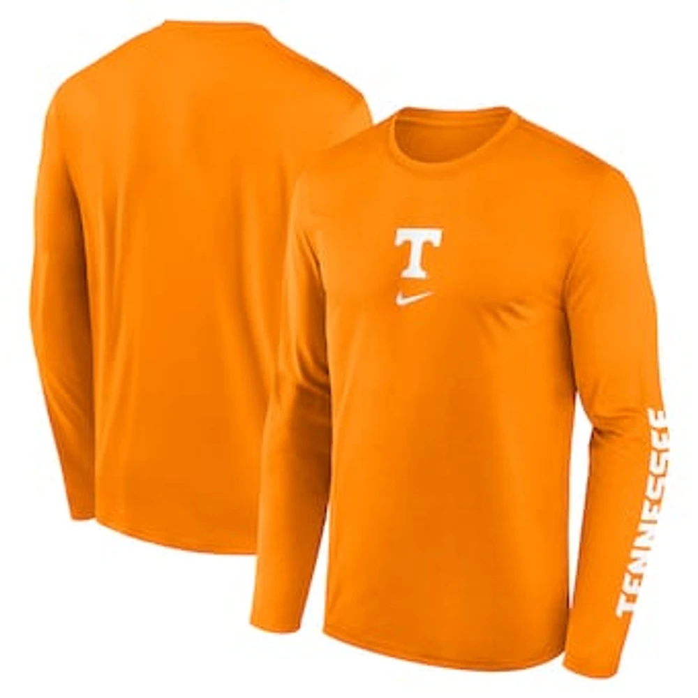 Men's Nike  Tennessee Orange Volunteers Primetime Center Lockup Two-Hit Legend Long Sleeve T-Shirt