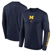 Men's Jordan Brand  Navy Michigan Wolverines Primetime Center Lockup Two-Hit Legend Long Sleeve T-Shirt