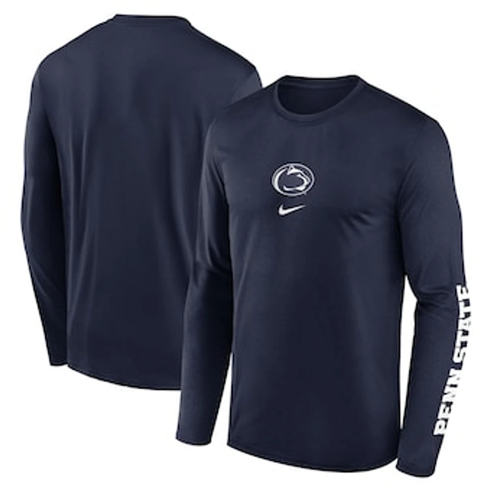 Men's Nike  Navy Penn State Nittany Lions Primetime Center Lockup Two-Hit Legend Long Sleeve T-Shirt