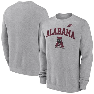 Men's Nike Heather Gray Alabama Crimson Tide Legacy Classic Tackle Twill Embroidered Arch Over Logo Pullover Sweatshirt