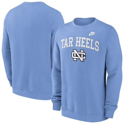 Men's Nike Carolina Blue North Tar Heels Legacy Classic Tackle Twill Embroidered Arch Over Logo Pullover Sweatshirt