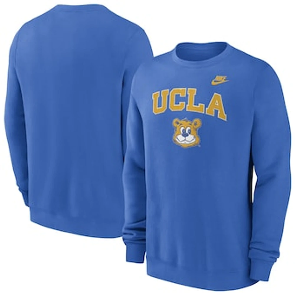 Men's Nike Blue UCLA Bruins Legacy Classic Tackle Twill Embroidered Arch Over Logo Pullover Sweatshirt