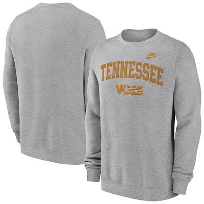 Men's Nike Heather Gray Tennessee Volunteers Legacy Classic Tackle Twill Embroidered Arch Over Logo Pullover Sweatshirt