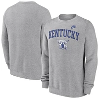 Men's Nike Heather Gray Kentucky Wildcats Legacy Classic Tackle Twill Embroidered Arch Over Logo Pullover Sweatshirt