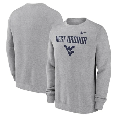 Men's Nike Heather Gray West Virginia Mountaineers Primetime Primary Stack Pullover Sweatshirt