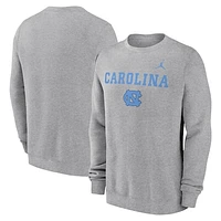 Men's Jordan Brand Heather Gray North Carolina Tar Heels Primetime Primary Stack Pullover Sweatshirt