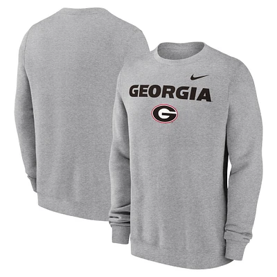 Men's Nike Heather Gray Georgia Bulldogs Primetime Primary Stack Pullover Sweatshirt