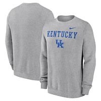 Men's Nike Heather Gray Kentucky Wildcats Primetime Primary Stack Pullover Sweatshirt