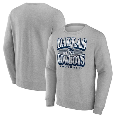 Men's Fanatics Heather Charcoal Dallas Cowboys Chance Throwback Fleece Pullover Sweatshirt