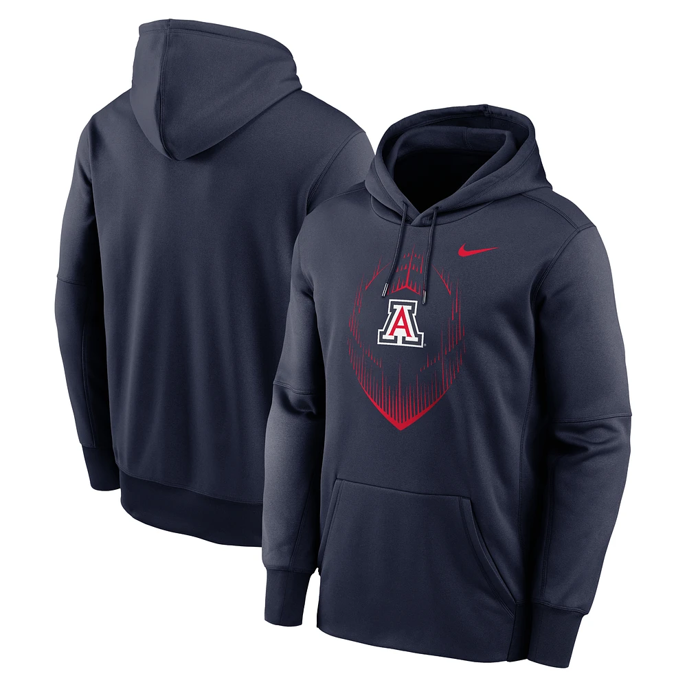 Men's Nike Navy Arizona Wildcats Football Icon Performance Fleece Pullover Hoodie