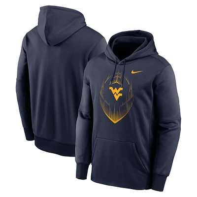 Men's Nike Navy West Virginia Mountaineers Football Icon Performance Fleece Pullover Hoodie