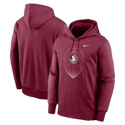 Men's Nike Garnet Florida State Seminoles Football Icon Performance Fleece Pullover Hoodie