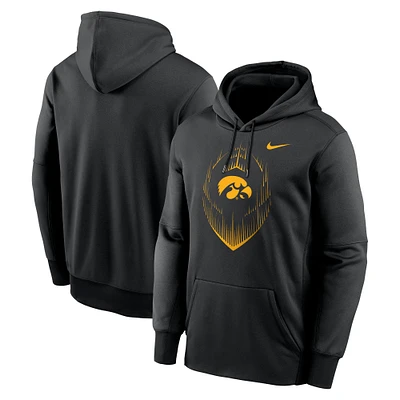 Men's Nike Black Iowa Hawkeyes Football Icon Performance Fleece Pullover Hoodie